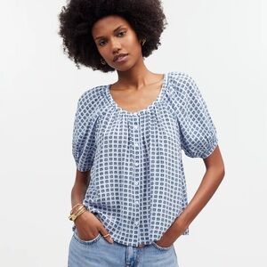 Madewell puff sleeve a line top size L worn once